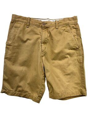 Eddie Bauer Men's Cotton Casual Shorts Flat Front Size 32 Khaki Legend Wash